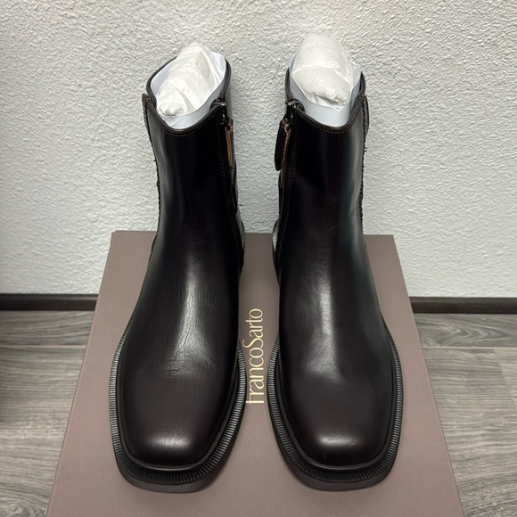 Franco Sarto Axel Ankle Boot In Dark Hickory Brown Leather - Picture 3 of 10